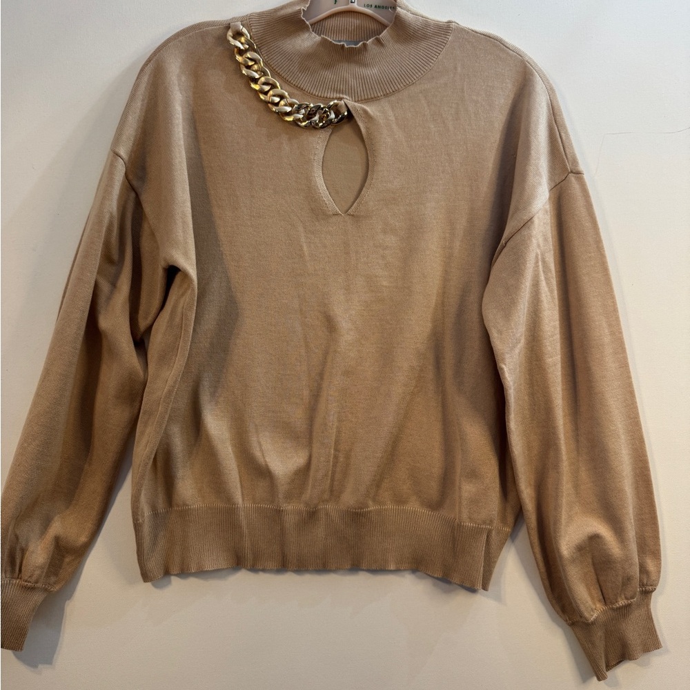 Absolutely Famous Tan Knit with Gold Accent